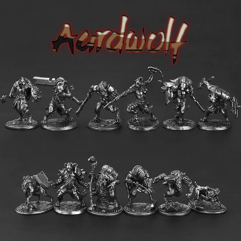 Cupronickel Metal Wolf Corps Figurki akcji Żołnierz Model Zabawki Chłopcy Gra planszowa Kawałki Pulpit Miniaturowa ozdoba Akcesoria
