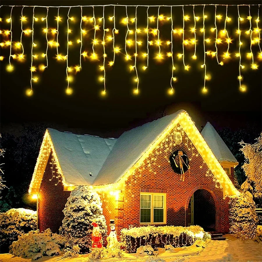 4-30M Icicle Light คริสต์มาส Fairy แขวนหน้าต่างม่านแสงงานแต่งงานกลางแจ้ง icicle Garland Light Party Garden Decor