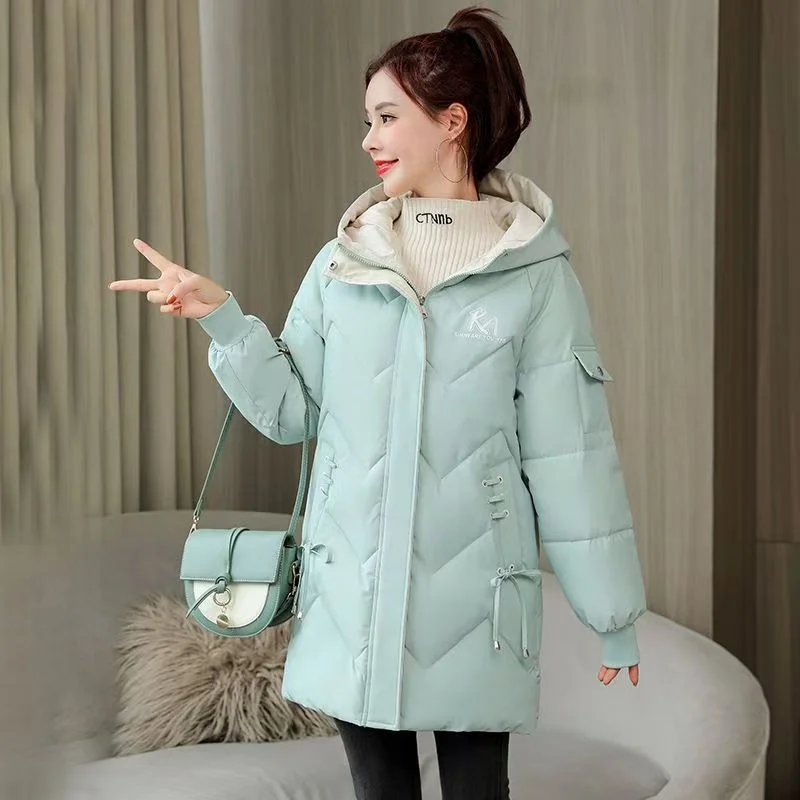 2024 New Cotton-padded Women's Long Korean Down Cotton-padded Coat Winter Fashion Padded Cotton-padded Coat Loose Plus Size Coat