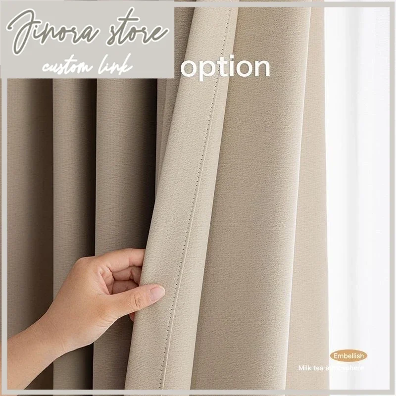 Blackout Curtains For Living Room Bedroom Thickened Simple Cotton And Linen Solid Color For Hotel Home Window Curtains Customize