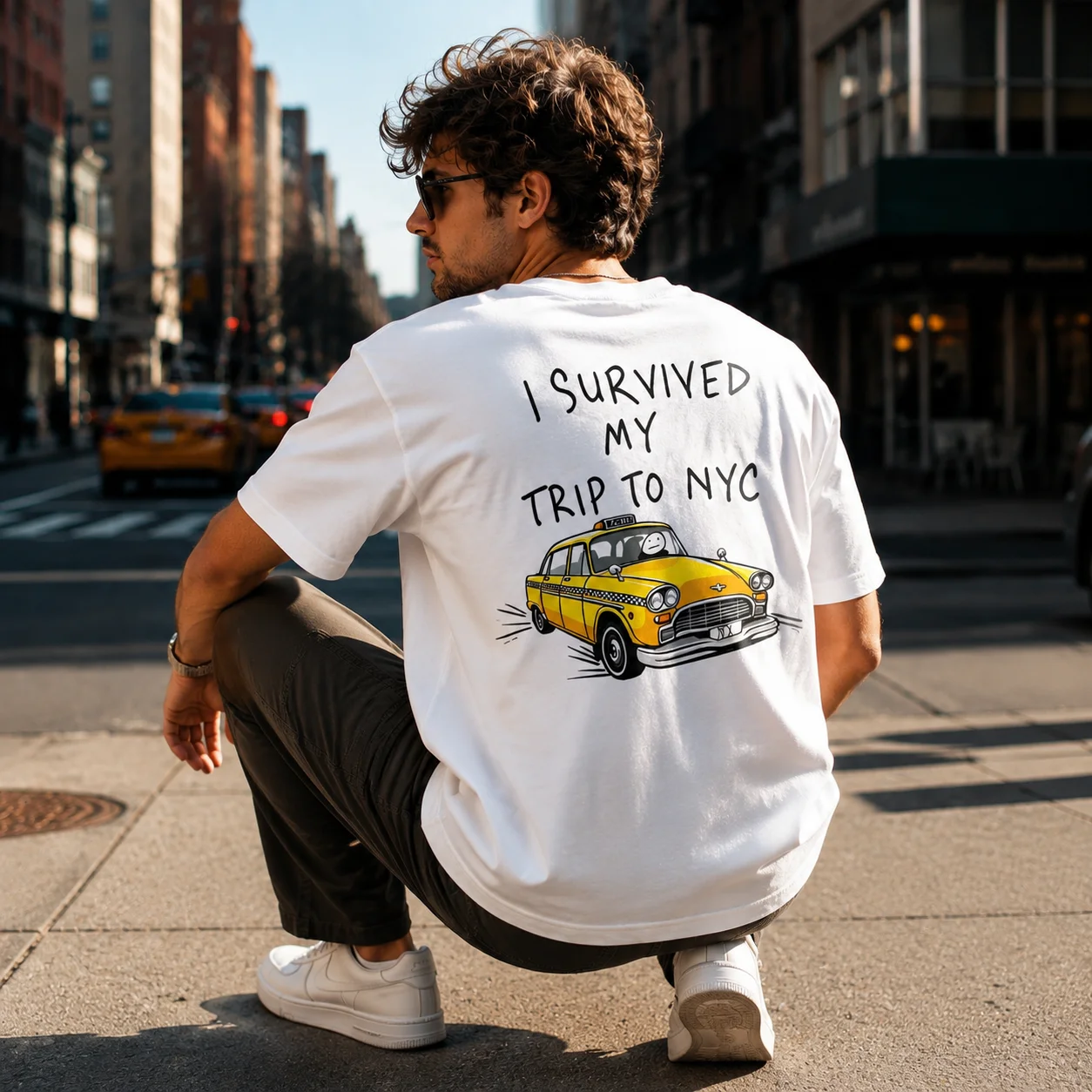Tom I Survived My Trip To Nyc New York Yellow Spider Taxi T Shirt