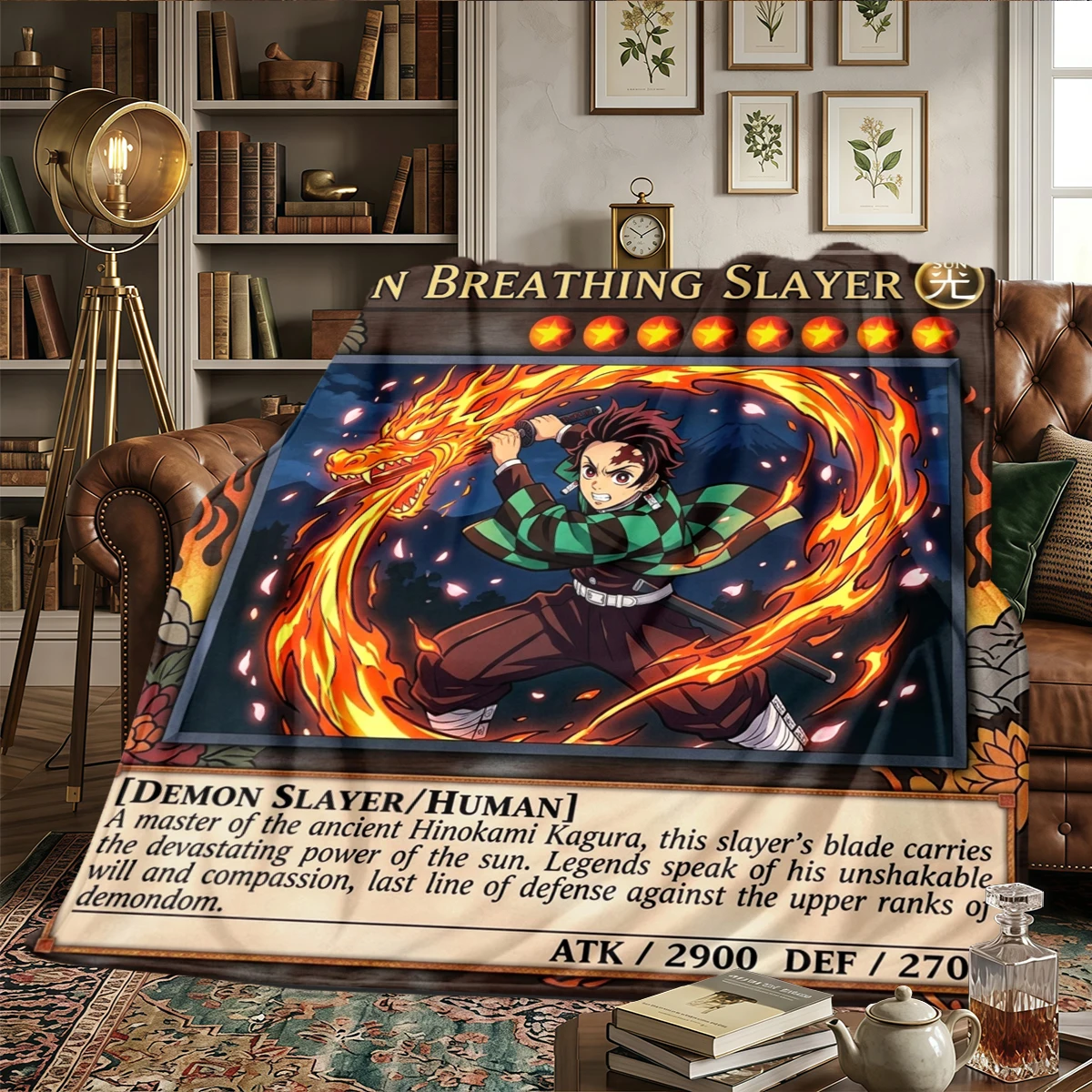 Demon Slayer Kimetsu no Yaiba Flannel Blanket Warm Printed - Comfortable, For Beds, Picnics, Travel -HE22