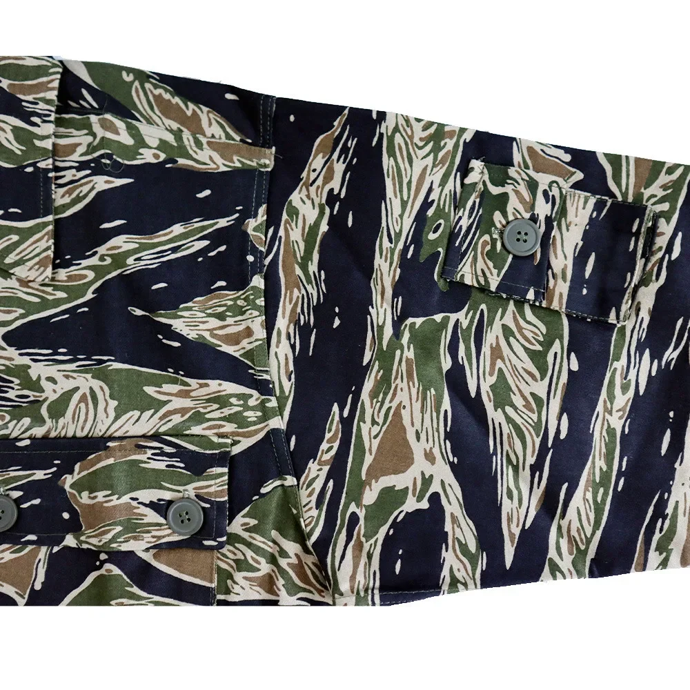 TCU Jacket Vietnam Tiger Stripes Shirt Retro WW2 Tactical Workout Camo Combat Field Running Coat