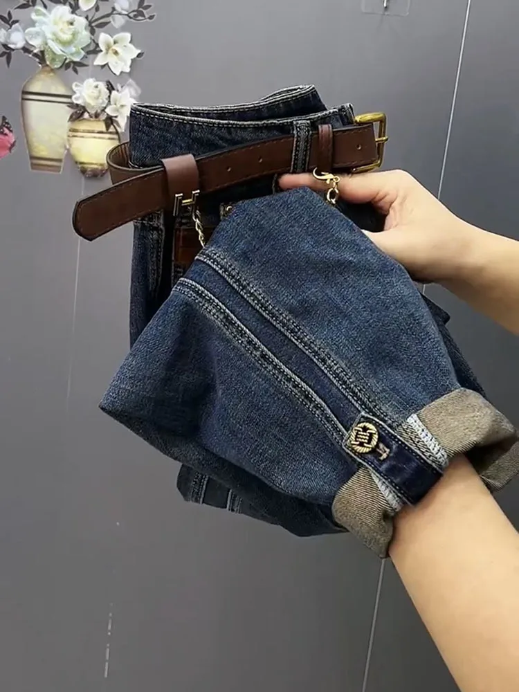 Frühling Herbst hohe Taille gerade Jeans große Loose Fit Stretch Haren Jeans hose Damen knöchel lange Jeans Hose 4xl