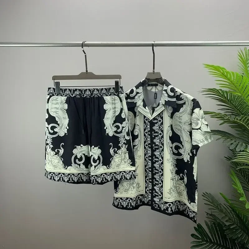

Trendy brand summer retro classic court style printing fashion versatile trend casual two-piece set