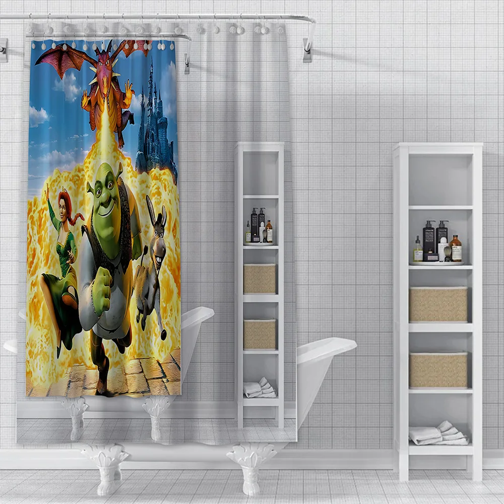 Shrek Shower Curtain Waterproof Polyester Fabric Paint Colorful Bath Curtains Home Bathroom Decor Curtain With Hook