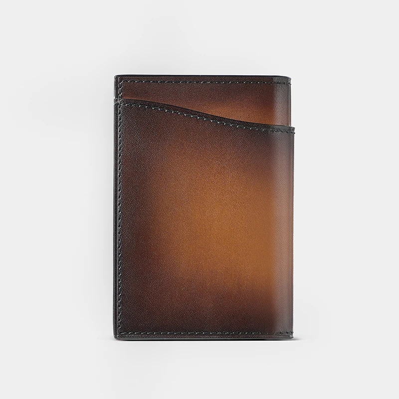 DIMY 2026 Original Handmade Genuine Leather Handmade Brushing Simple Plant tanned Cowhide Vertical Card Bag Creative Gift