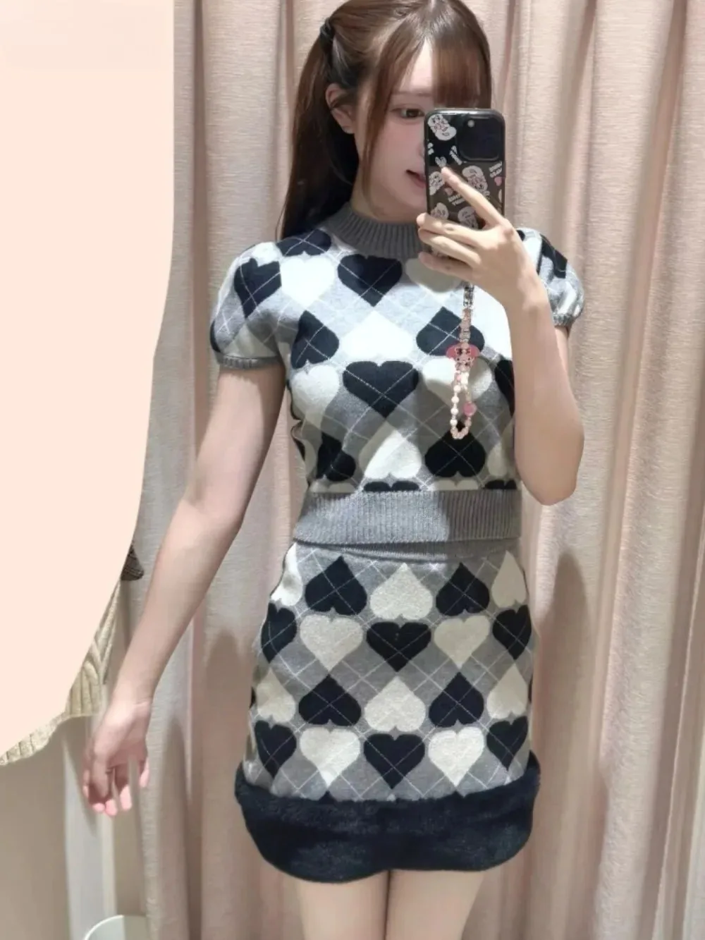 日本プレッピースタイル フレンチマイノリティスカート ストライプ カジュアル ラブリー ニットセット Tシャツ スリム ストレート ボディコン パネルスカート