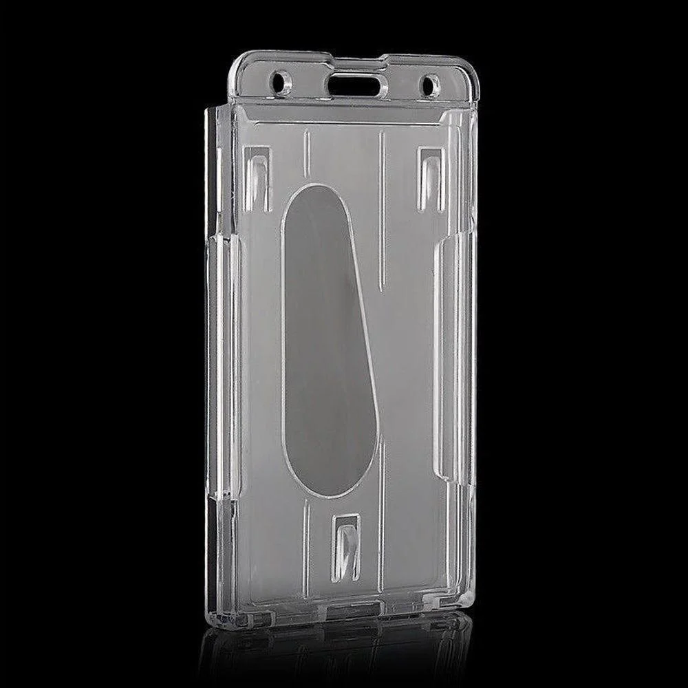 

Вертикальный жесткий пластиковый держатель для кредитных карт, вертикальный дизайн, прозрачный, для наборов карт, с обрезным кольцом, двустороннее использование, обрезной рукав