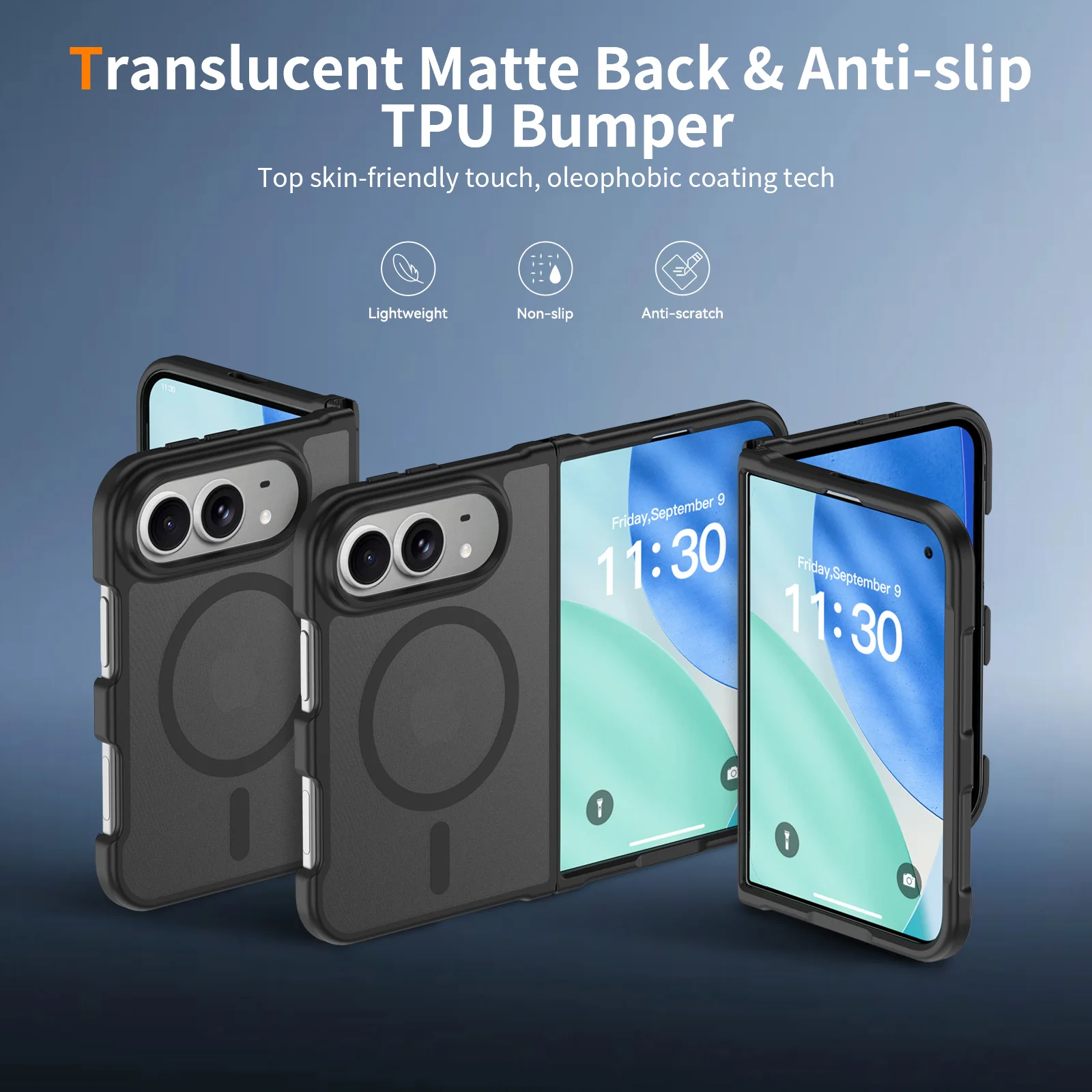 Ultra Slim Matte Magnetic Phone Case for IPhone 18 Fold Built-in Screen Protector Shockproof Full Body Protective Cover view 3