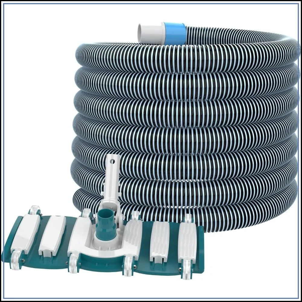 

1.5" x 36ft Pool Vacuum Hose & Weighted Rotating Handle Head with Wheels for Above/Inground Pools