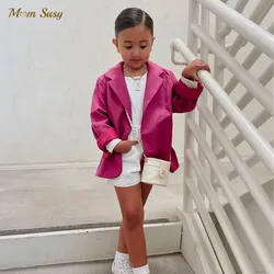 Fashion Baby Girl Suit Jacket Toddle Teen Child loose Jacket Solid Color Spring Autumn Coat Baby Outwear Clothes 2-12Y