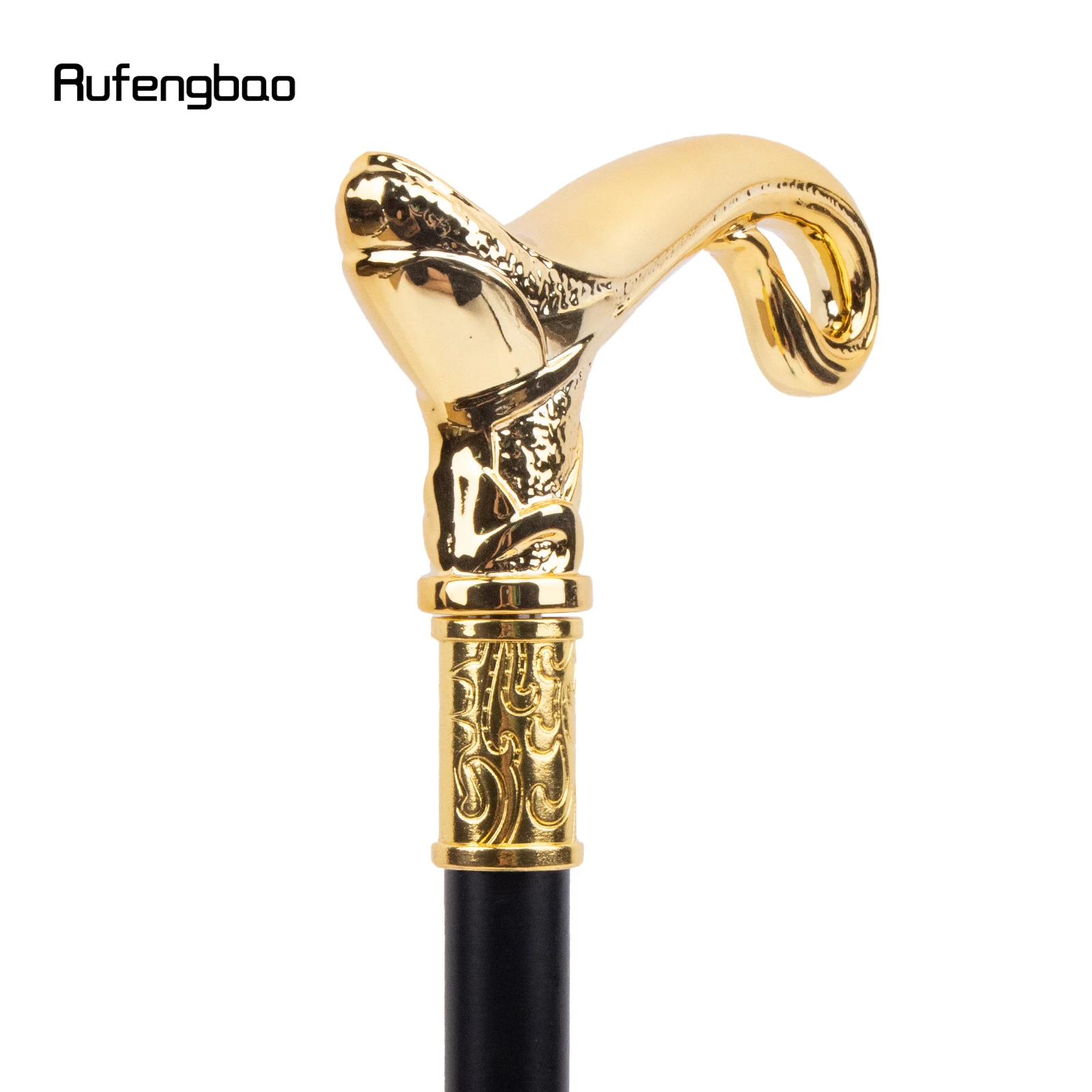 Golden Luxury Curve Line Type Walking Cane Fashion Decorative Walking Stick Gentleman Elegant Cosplay Cane Knob Crosier 93cm