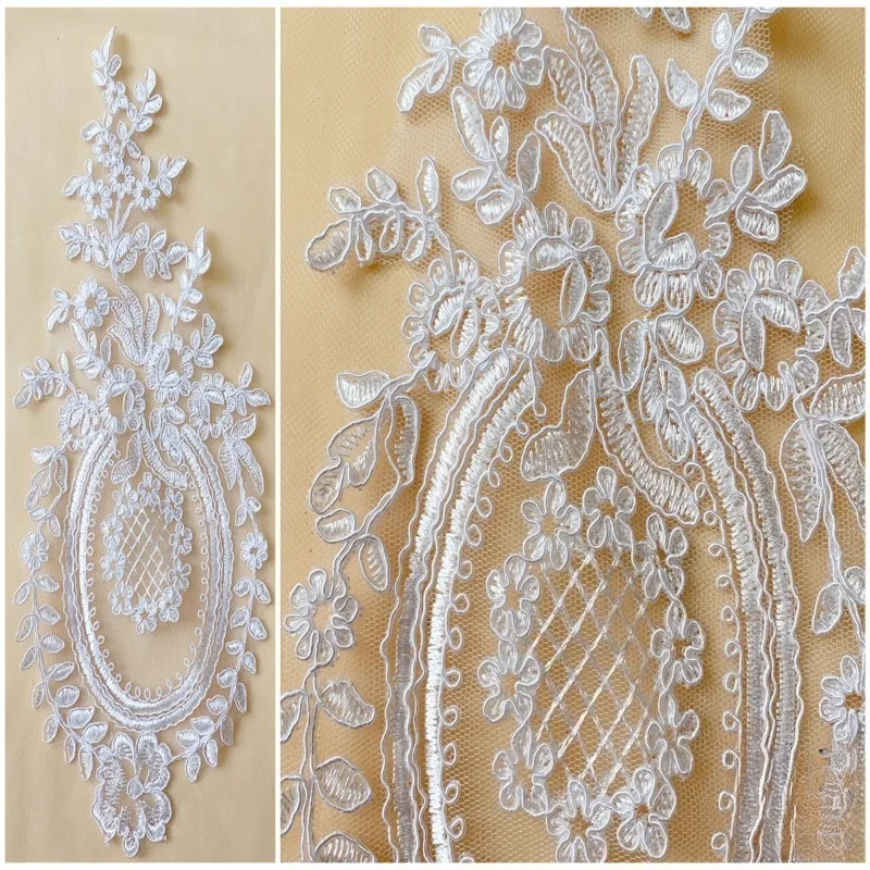 1-4 Pieces, 13 * 28CM Pineapple Flower Car Bone Multi-color Embroidery Lace Decal Handmade Wedding Dress Accessories Decoration
