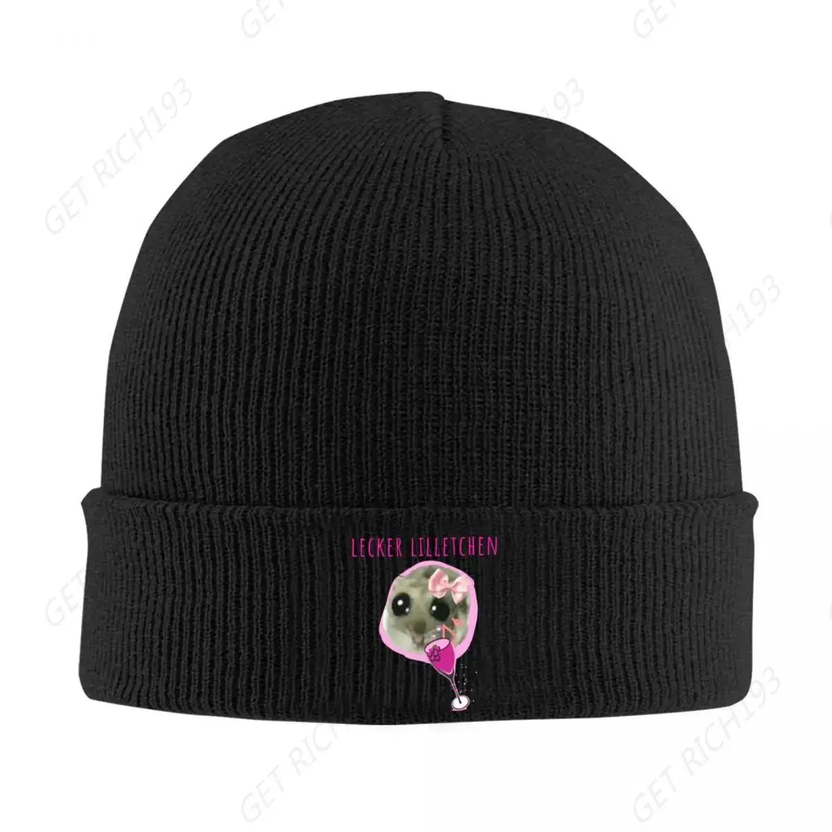 Sad Hamster Bonnet Hats Animal Beanie Hats Graphic Knitted Hat Spring Casual Adult Unisex Kpop Warm Soft Cap