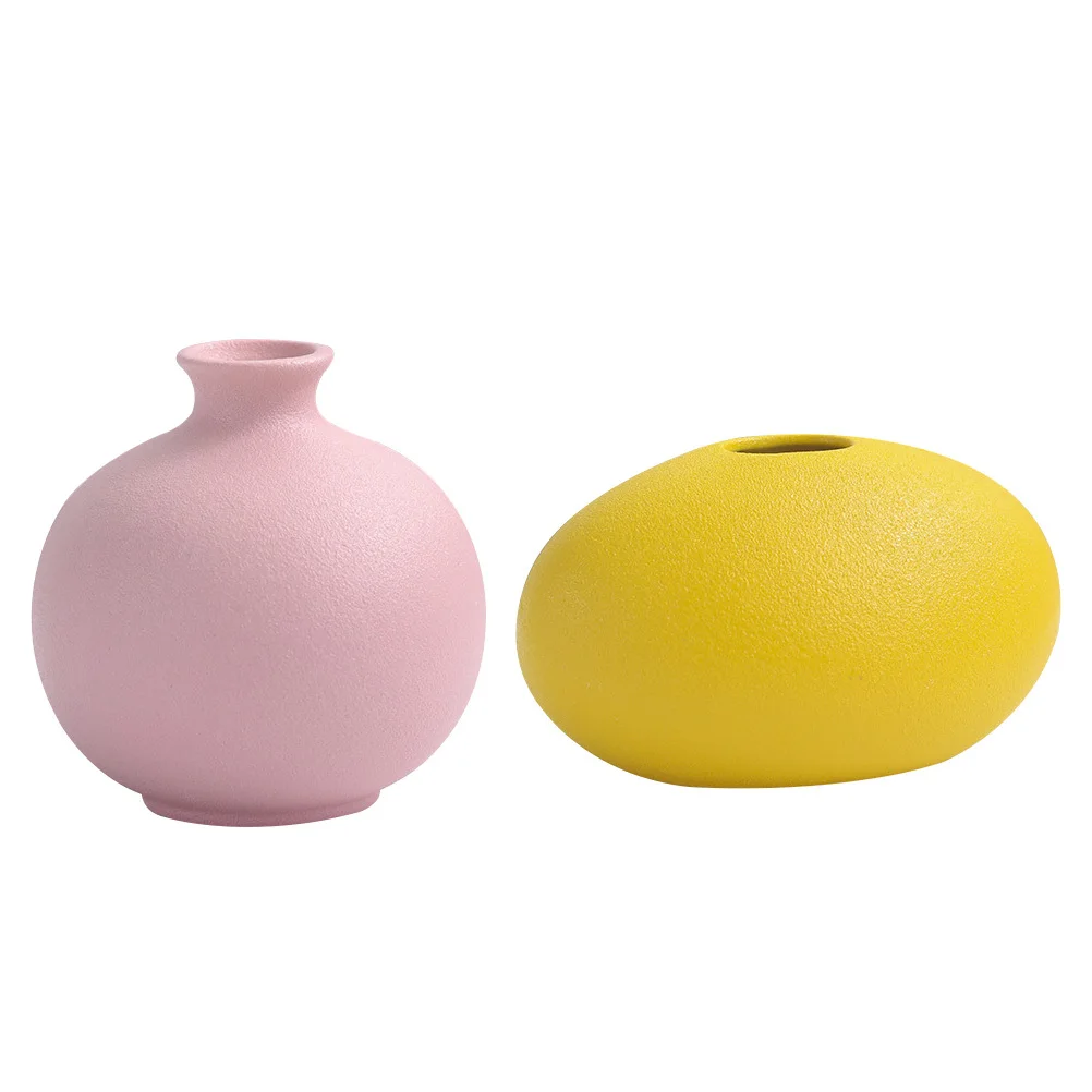 

2Pcs Ceramic Nordic Style Vase Home Decor Chic Fresh Decoration Desktop Vase Environmental Protection Flower Bottle