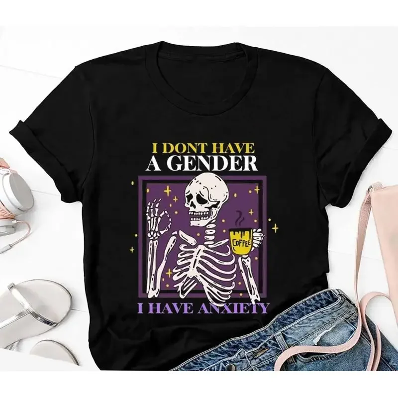 Non Binary Pride T Shirt Genderqueer Skeleton I Dont Have A Gender
