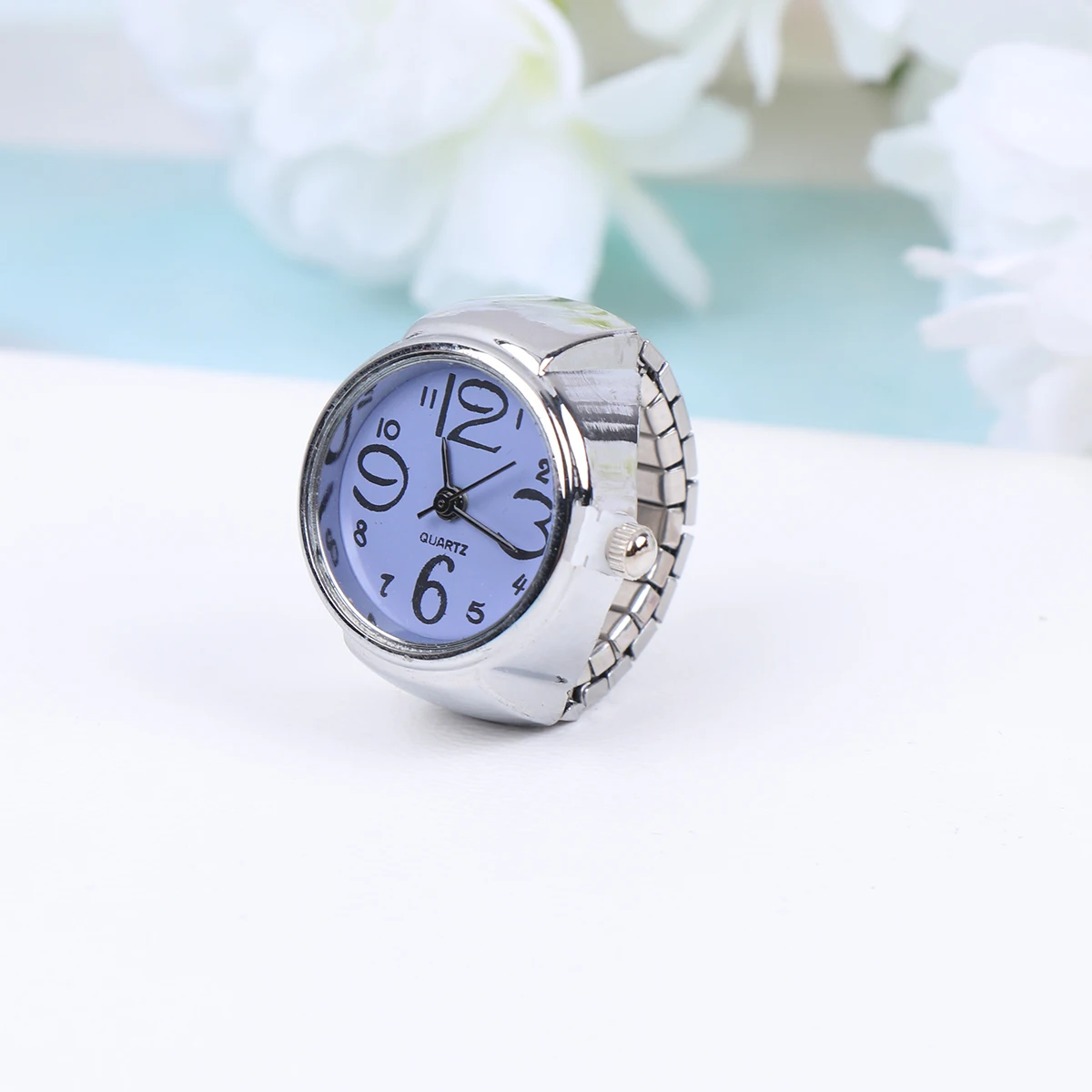 

2pcs Ring Watch For Women Mini Quartz Watches Big Display Time Reading Convenient Wearable Gift For Finger Watch Lady