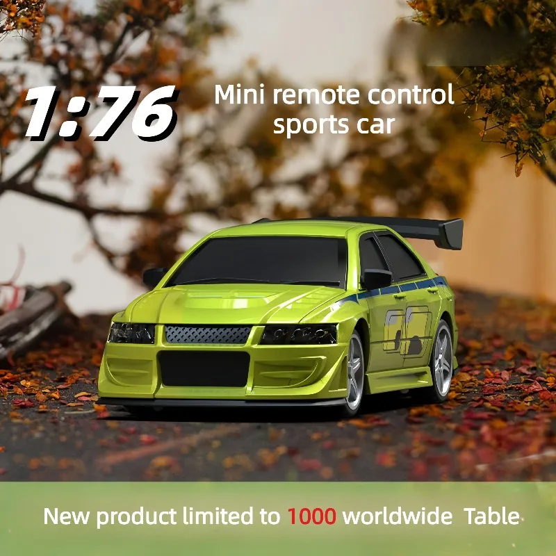 1/76 Mini RC Racing Car with Type-C Charging Port Cool LED Lights High Simulation RTR Electric Vehicle Educational Toy Gift