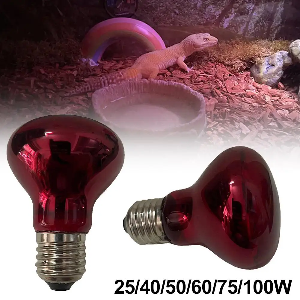 220-240V E27 Poultry Heating Bulb 100/75/60W Infrared Insulation Heating for Reptiles Plants Amphibians Pets Livestock