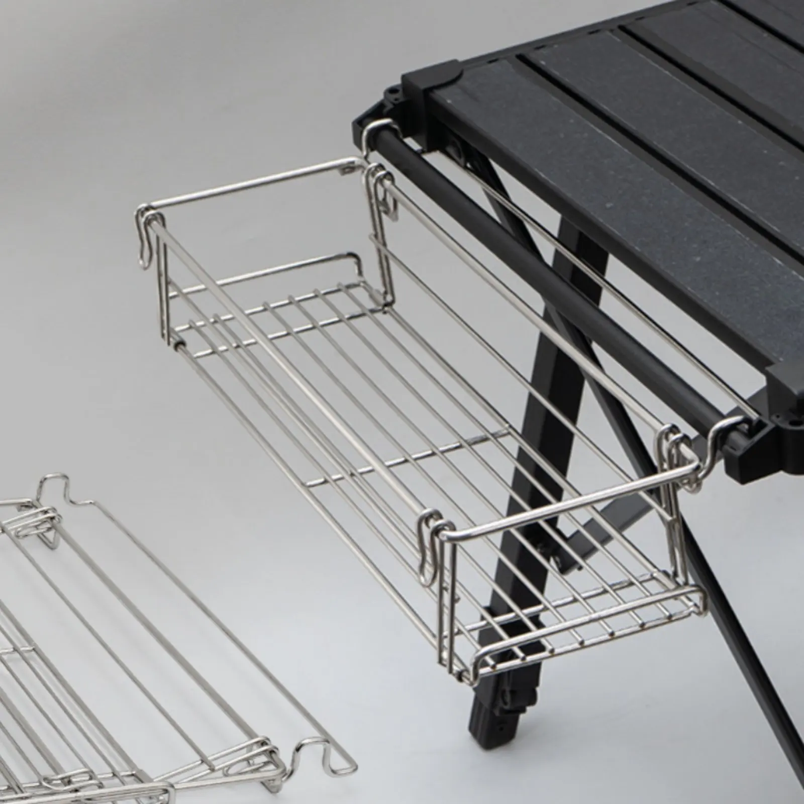 IGT Table Extension Rack Portable IGT Storage Rack Folding Tableside Hanger Space Saving Table Side Basket Stainless Steel