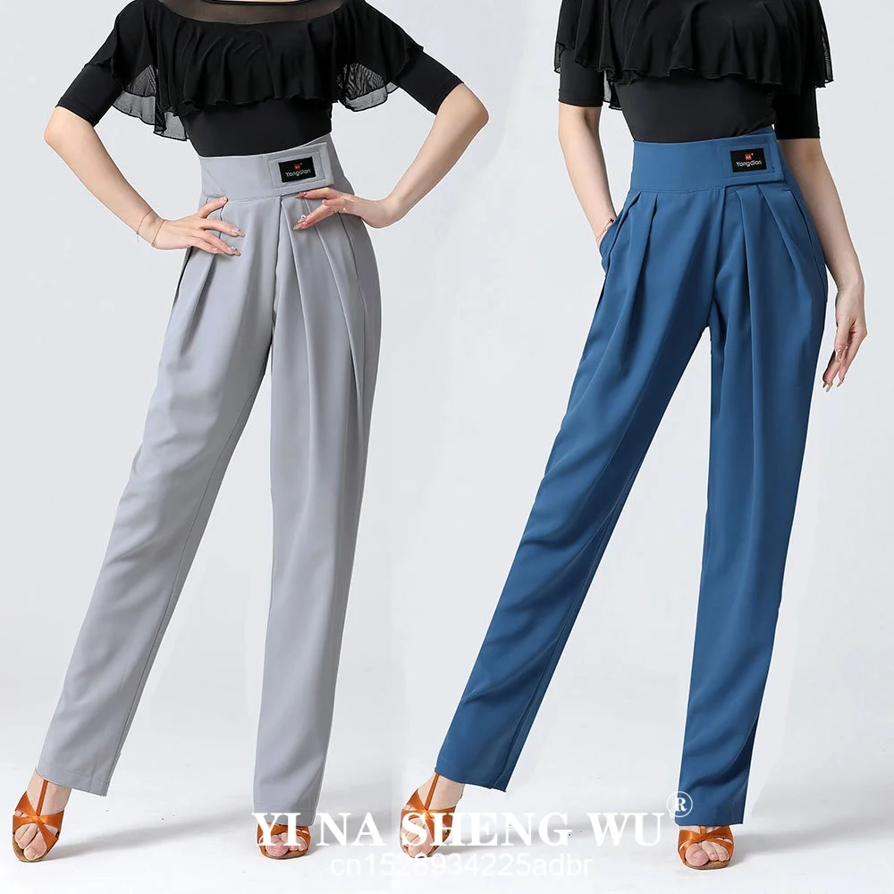 

Новые брюки с карманами для современных танцев, женские брюки с высокой талией, национальные стандартные танцевальные брюки, свободные брюки для латинских танцев, танцевальные брюки для взрослых