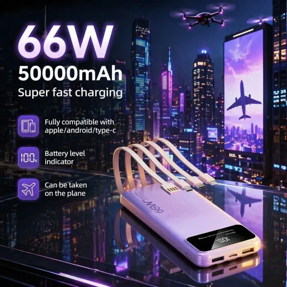 50000mAh Portable Fast Charging Power Bank External Battery for iPhone Xiaomi Huawei Android Phones