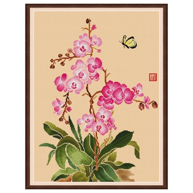 طقم مطبوع عبر الابره 11CT 14CT التطريز لتقوم بها بنفسك القطن التطريز مجموعات الحرف مع الإبر فراشة صينية السحلية 43 ألوان #4