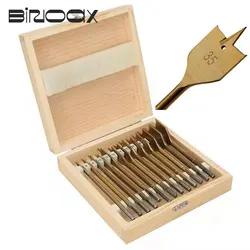 13 Pcs Spade Drill Bit Set Paddle Flat Bits Hole Cutter Titanium Coating Carbon Steel Woodworking Tool 6-35mm