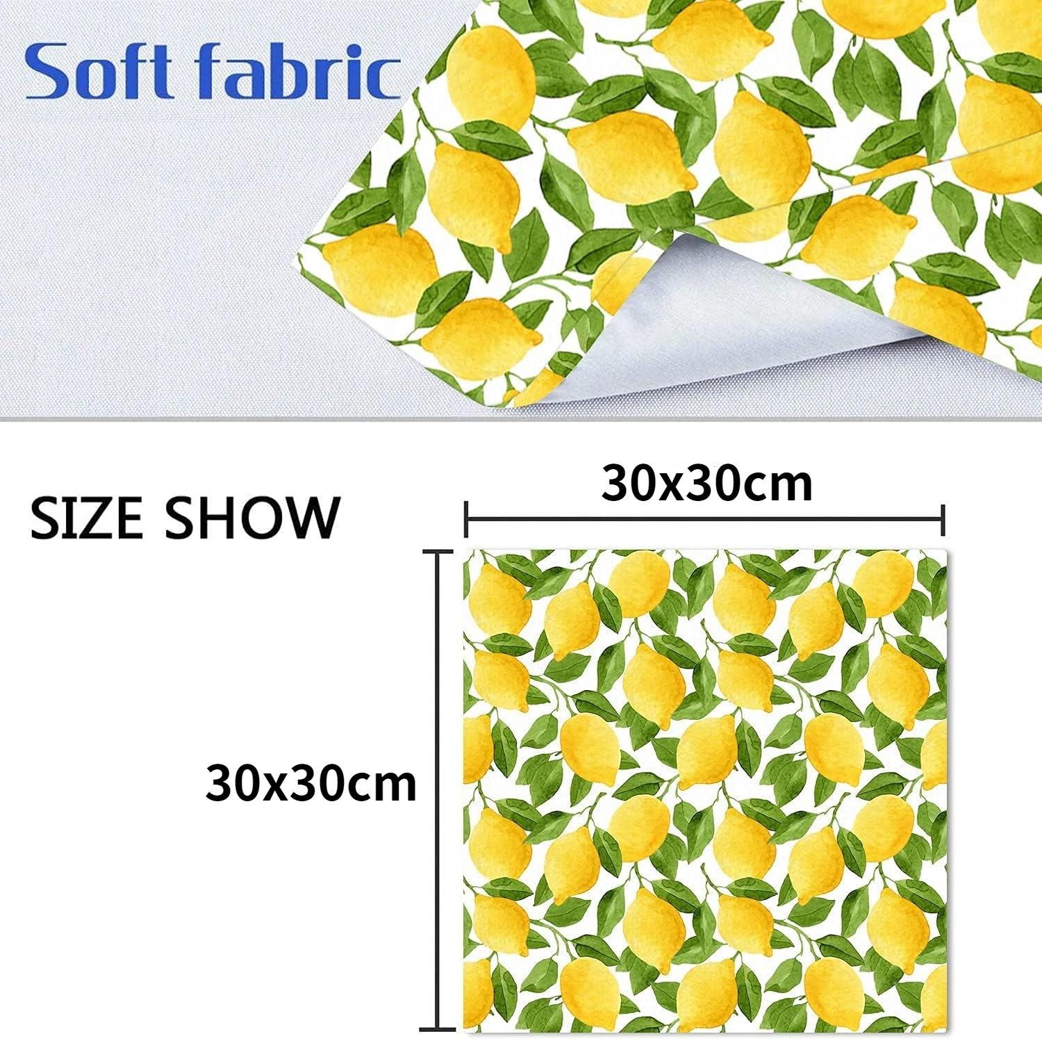 2Pcs Lemon Green Leaf Painting Cloth Napkins Wedding Decoration Washable Reusable Table Napkins for Holiday Party Table Decor