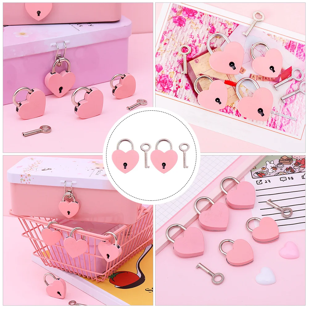 

2 Pcs Travel Lock Cabinet Padlock Padlocks with Keys Luggage Heart Heart-Shaped Mini Security
