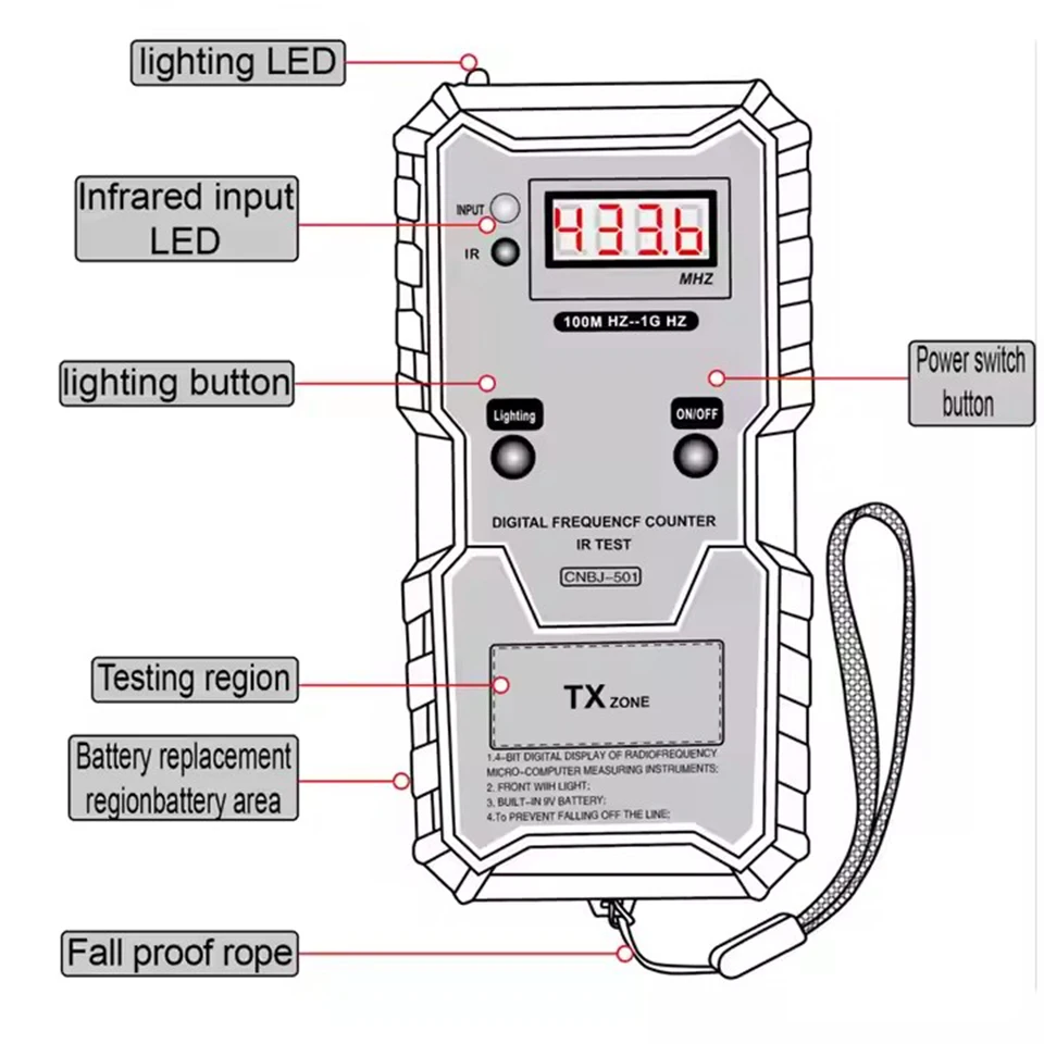 Digital Electronic Remote Control Tester Tools Car IR Infrared Frequency Range 10-1000MHZ Car Key Frequency Tester LS-1