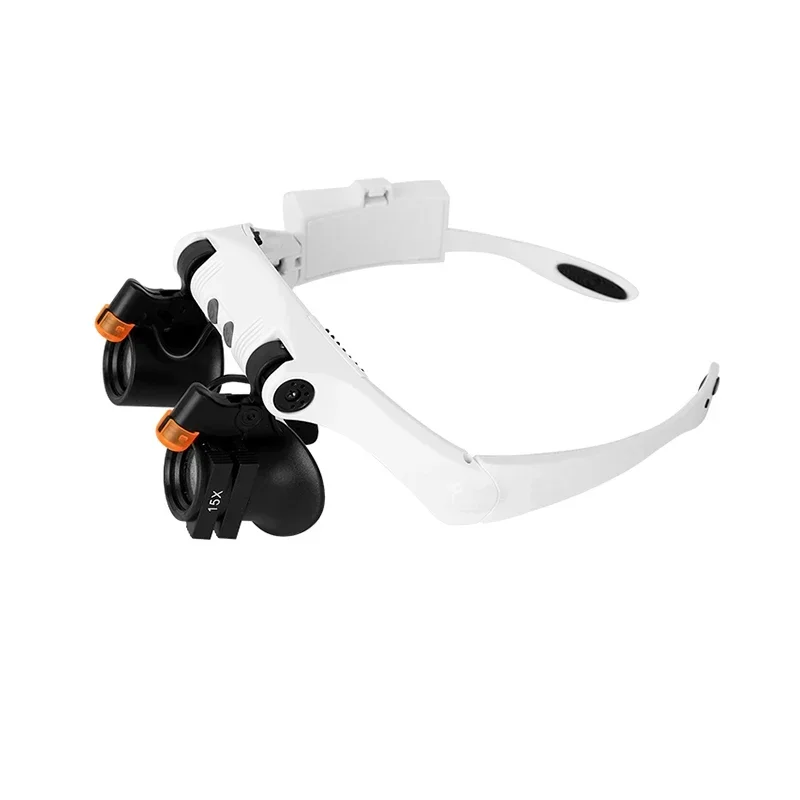 

220v New Wearing Glasses Type Magnifying Glass 25X With Light 10 Times Mobile Phone Watch Jewelry Silver Identification Warm Lig