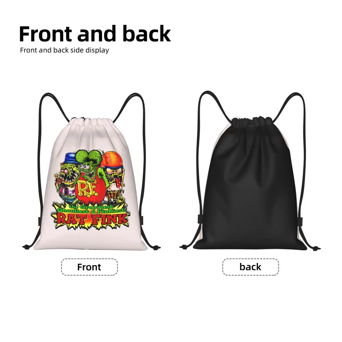 Rat Fink Classic Rat Poster Drawstring Backpack Sports Gym Bag for Men Women Animated Cartoon Shopping Sackpack