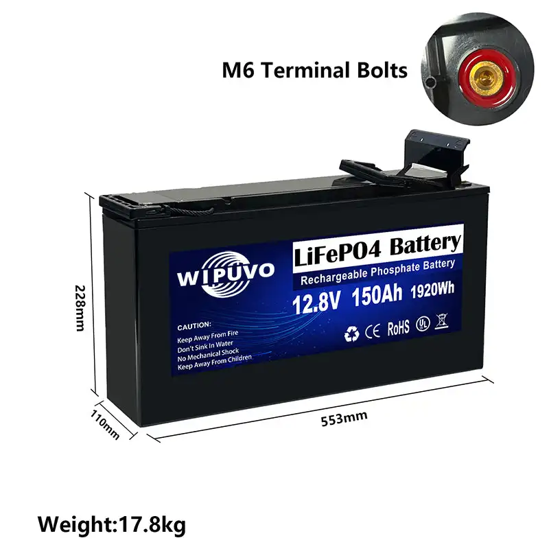 Portable LiFePO4 12V 120Ah 150Ah With BMS 12.8V LiFePO4 Battery Pack Lithium Battery