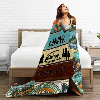 Fun Camping Wind Flannel Summer Blanket Field Camping Cover Blanket Camping - Themed,…