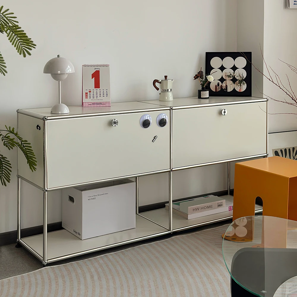 Modern Modular Stainless Steel Side Cabinet Eco-Friendly Powder Coating Formaldehyde-Free Odorless Storage Cabinet For Home
