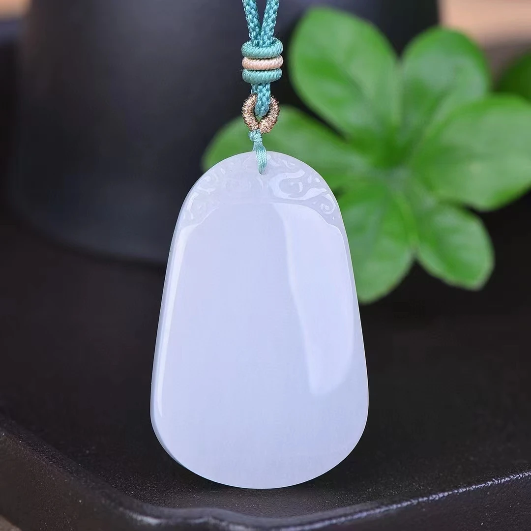 Tianshan Jade Pendant Natural Stone Gemstone Necklace Pendants Men Womens Simple Stylish Mascot Amulet Charms Jewelry Gifts