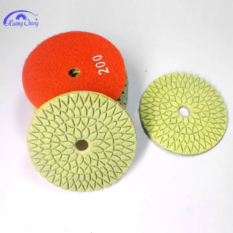 

HuangChang 7pcs 100mm Wet Polishing Pads 4 Inch Flexible Resin Bond Diamond Grinding Pads for Granite Marble Artificial Stone