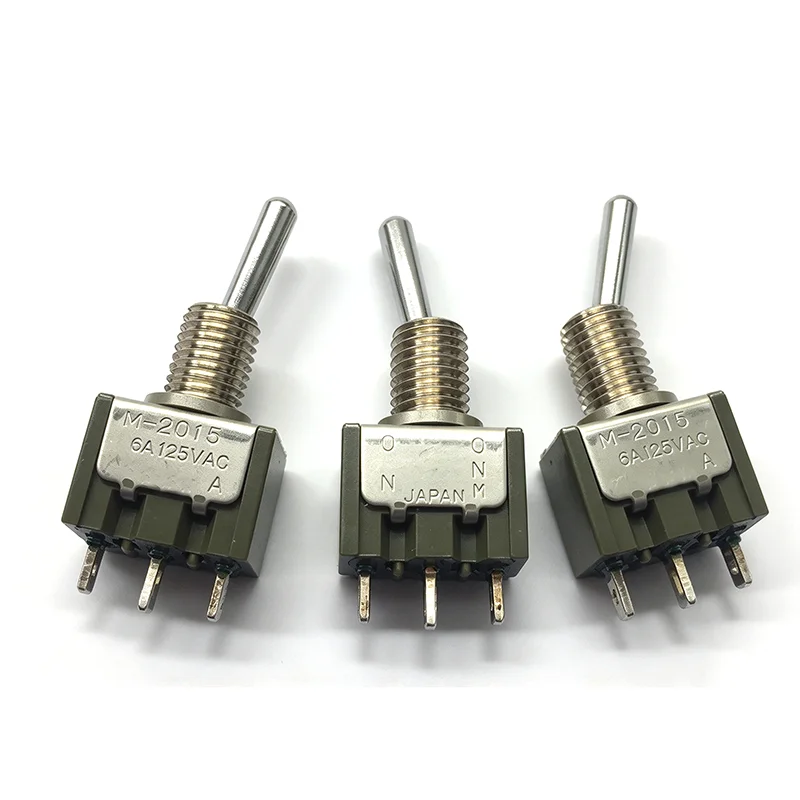 M-2015 push-button switch, pin 3, self-resetting, tilt lever switch, 6A, 125V, M6
