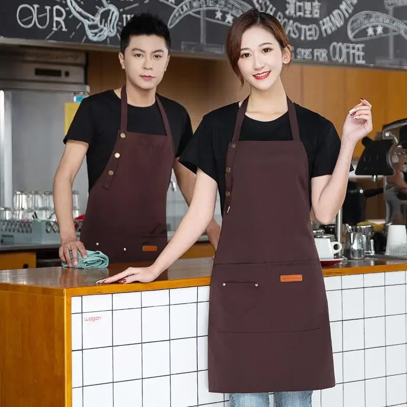 Waterproof Canvas Apron  Adjustable Neck Strap Kitchen Aprons Cafe Restaurant Bar Food Shop Waiter Bibs Manicurist Mandiles