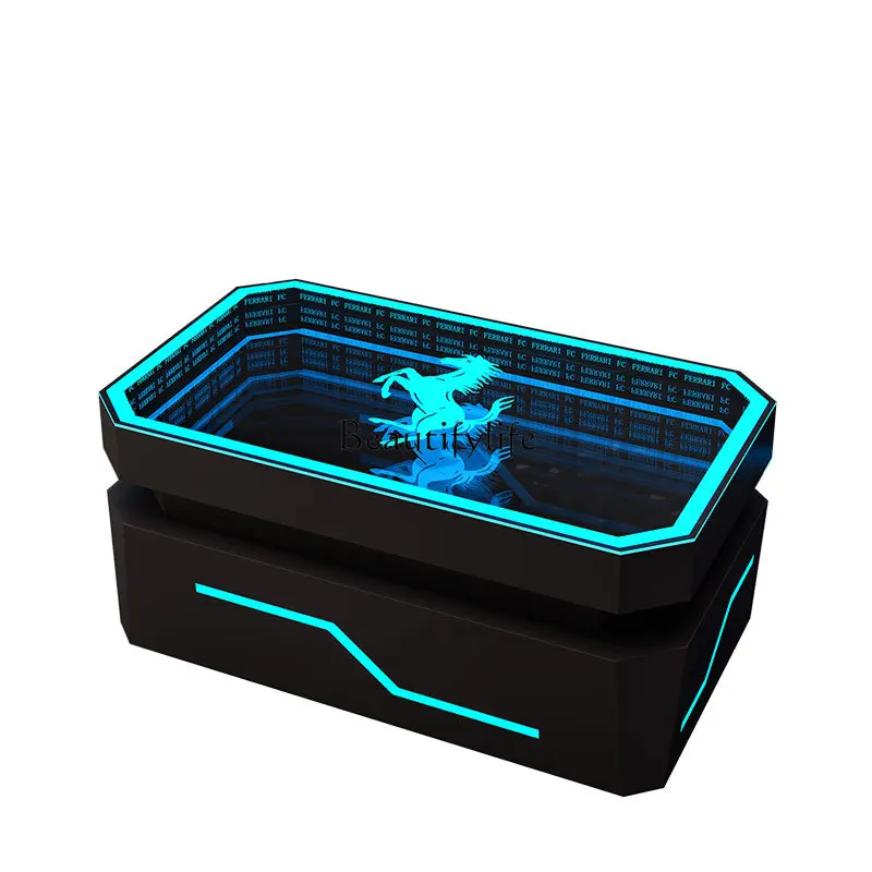 

Abyss KTV Bar Luminous Coffee Table Hall Card Seat Box Room K Stainless Steel Tempered Glass Table