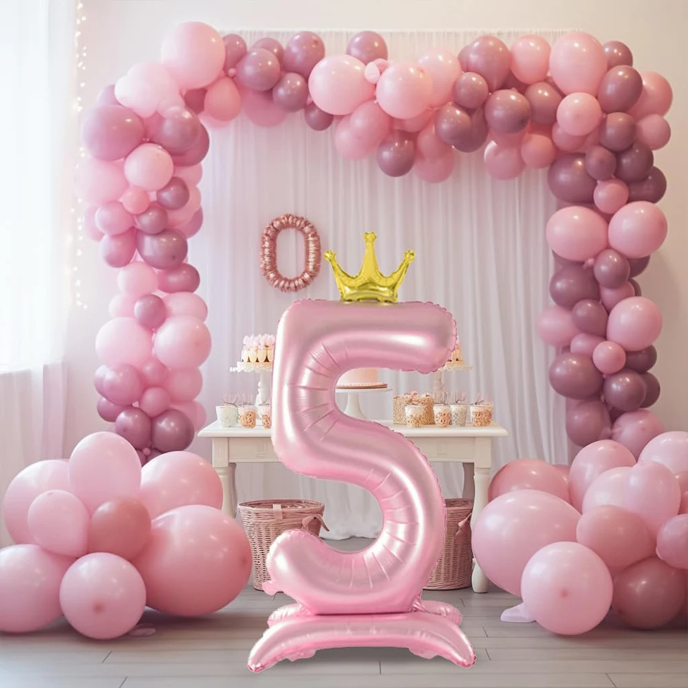 80-90cm rosa Krone Nummer Folie Luftballons Kinder Jahre Geburtstag Dekoration große Ziffer Luftballons Hochzeit Baby party Party liefert