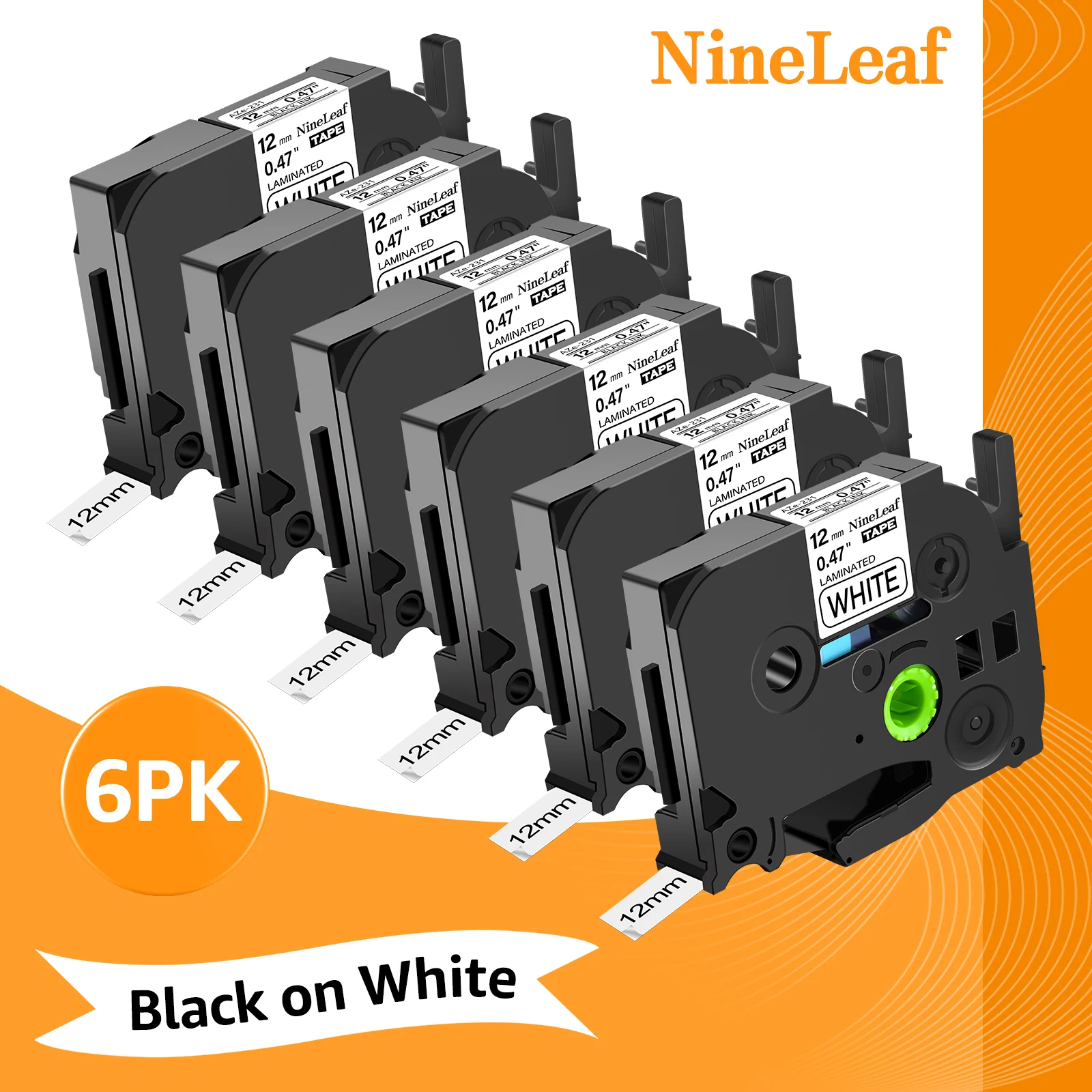 

6/10PCS AZE-231 Tapes Compatible for Brother TZ TZe-231 241 6-12mm Black on White Label Tape for P-Touch PT-1010 PT-D450 Maker