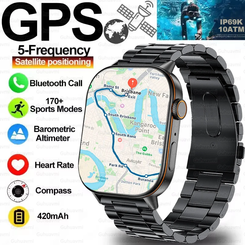 

Military Grade Dual-band GNSS GPS Smart Watch Men Compass HD Bluetooth Call Heart Rate 10ATM Waterproof Sports Smartwatch Women
