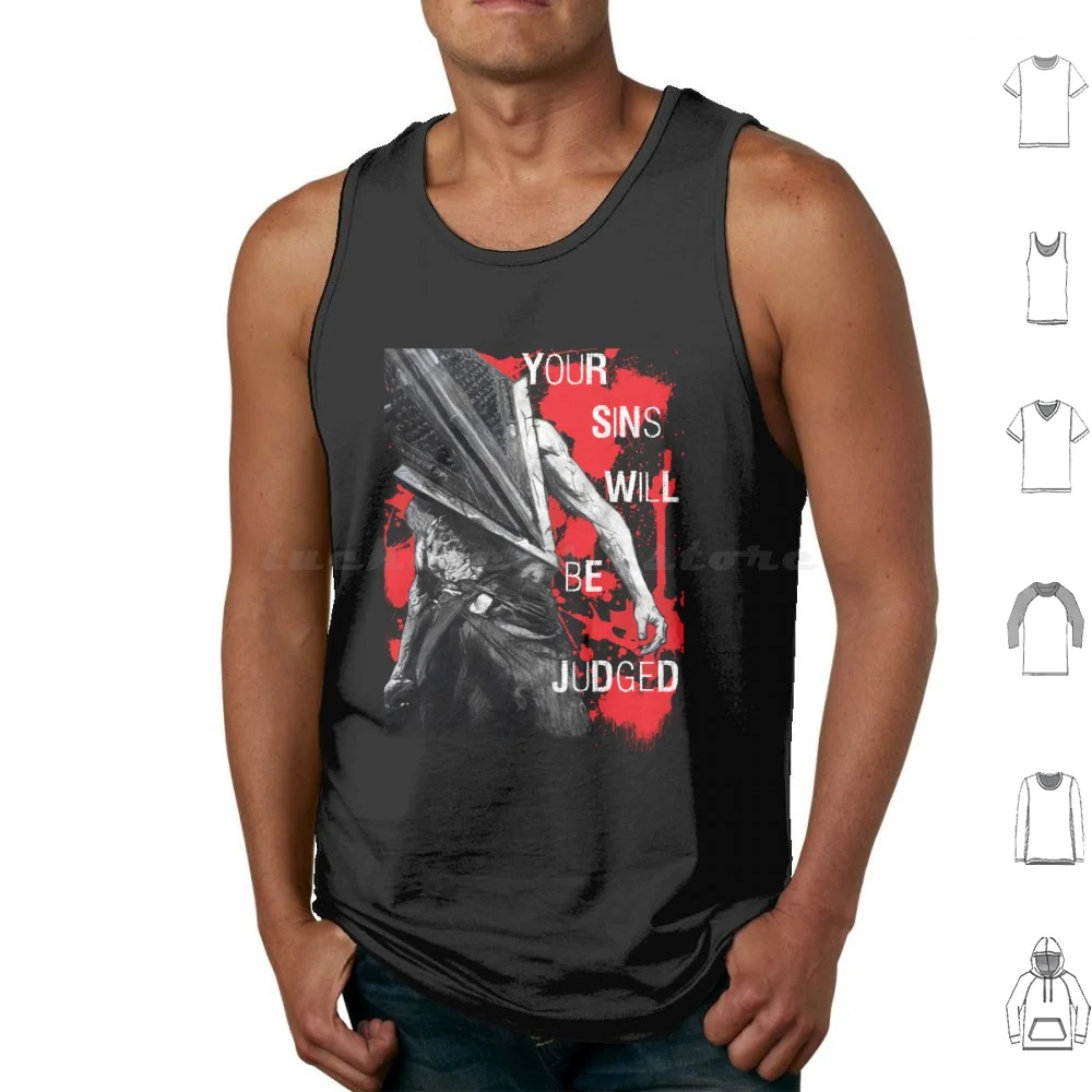 Your Sins Will Be Judged...Again Tank Tops Print Cotton Silent Hill Horror Silent Hill 2 Silent Hill Pyramid Head