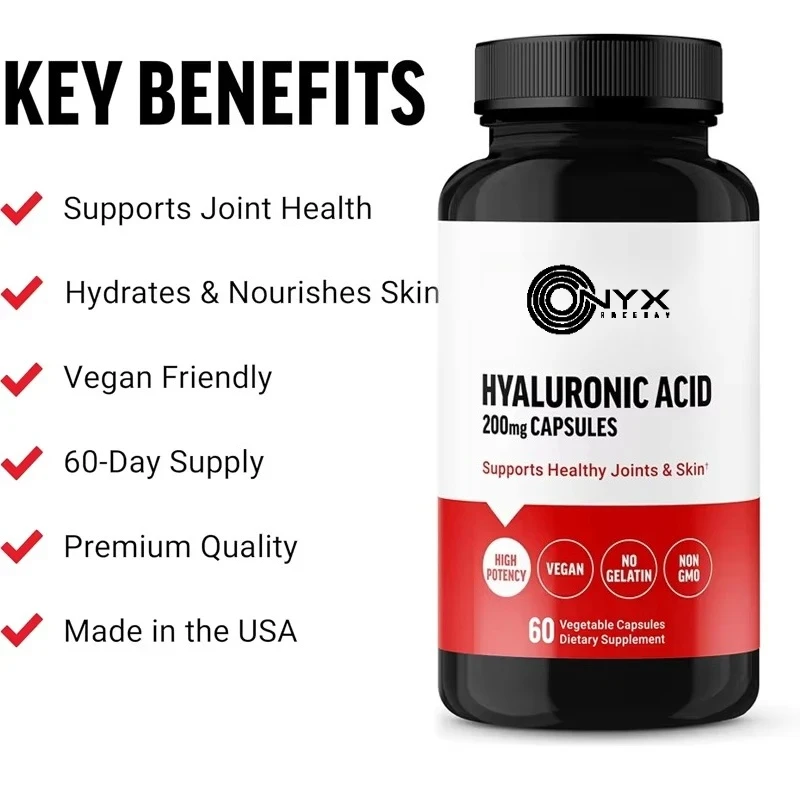 

Hyaluronic acid supplement, hyaluronic acid capsules for joint health and skin moisturization, 60 vegetarian capsules