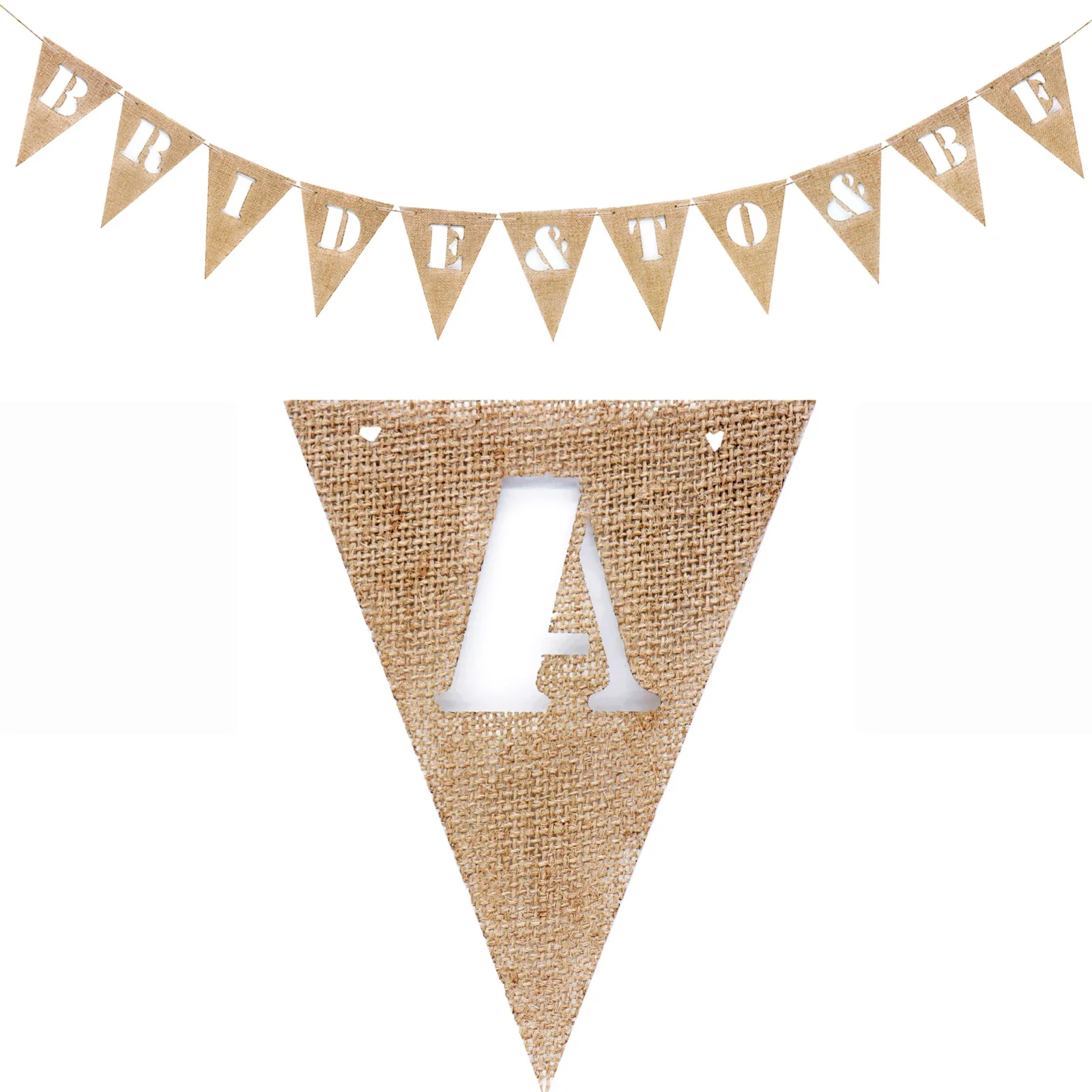 Burlap Pennant Banner Personalize Letter A-Z DIY Jute Burlap Bunting Party Flags Bar Baby Shower Birthday Festive Party Supplies