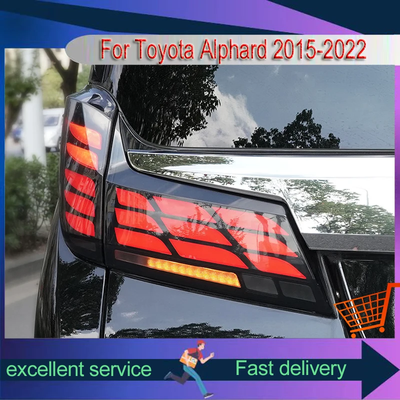 Taillights For Toyota Alphard 2015-2023 Tail Light DRL Rear Lamp Turn Signal LED Bulbs Modified Brake Automatic Car Accessories