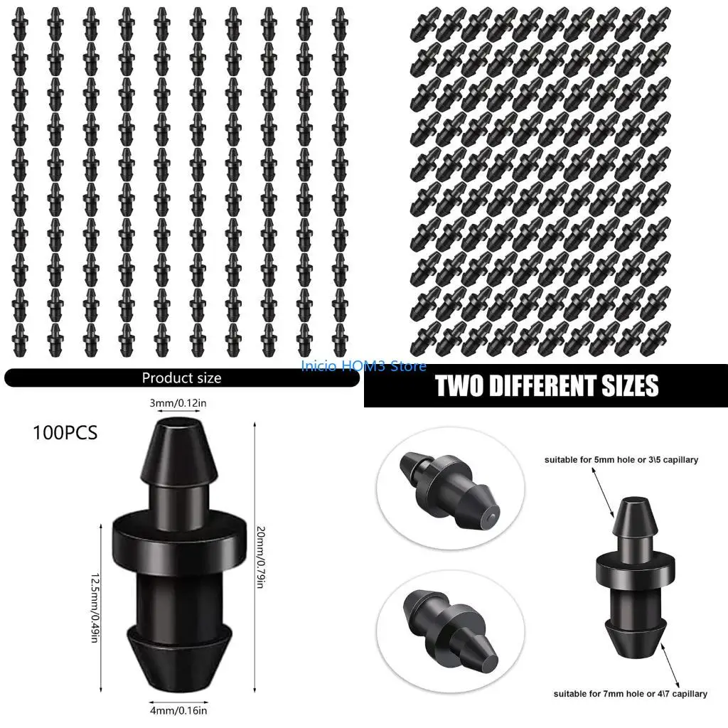 A5YD Pack Of 100 Barbed Drop Irrigation Stoppers Permanent Rubber End Headpieces For Garden Hose